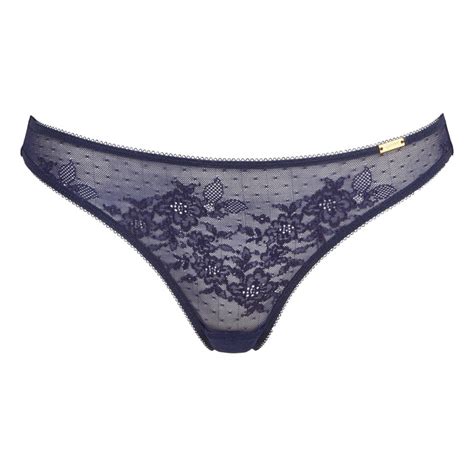 Gossard Glossies Lace Eclipse Sheer Thong Panty 13006 Ecl Midnight Blue
