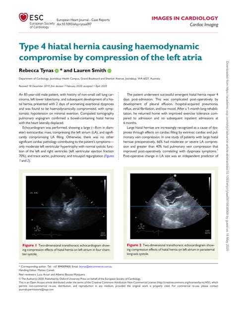 Pdf Type 4 Hiatal Hernia Causing Haemodynamic Compromise By