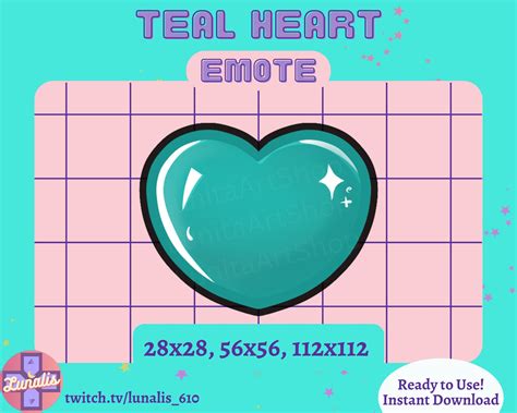 Teal Heart Emote For Twitch Discord Channel Points Etsy