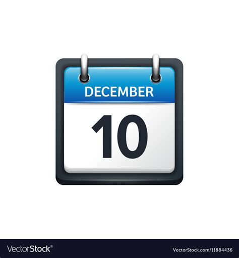 December 10 Calendar Icon Royalty Free Vector Image