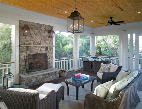 36 Screened In Back Porch With Fireplace