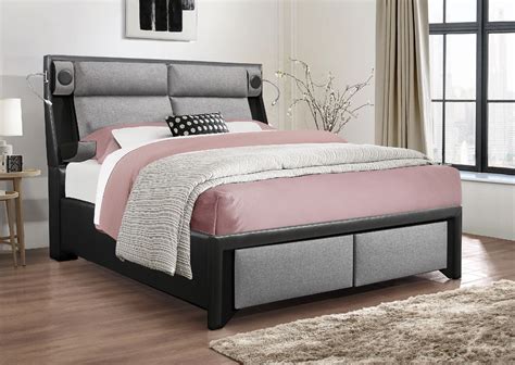 Black Upholstered Queen Size Platform Bed Frame with  