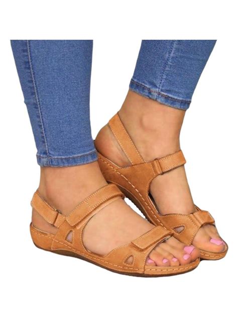 Womens Orthopedic Open Toe Leather Sandals Pr Emium Comfy Hook And