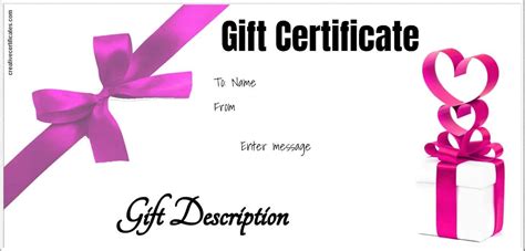Blank Gift Certificate Template Pink
