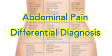Abdominal Pain Differential Diagnosis Based On Location
