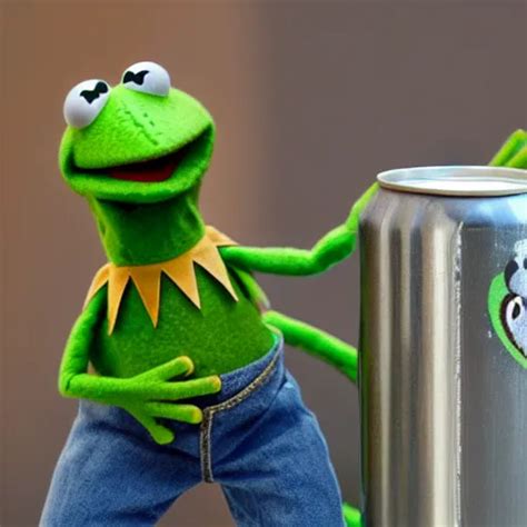 Kermit The Frog Chasing A Soda Can In The Style Of Stable Diffusion