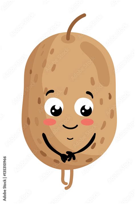 Cute Vegetable Potato Cartoon Character Isolated On White Background
