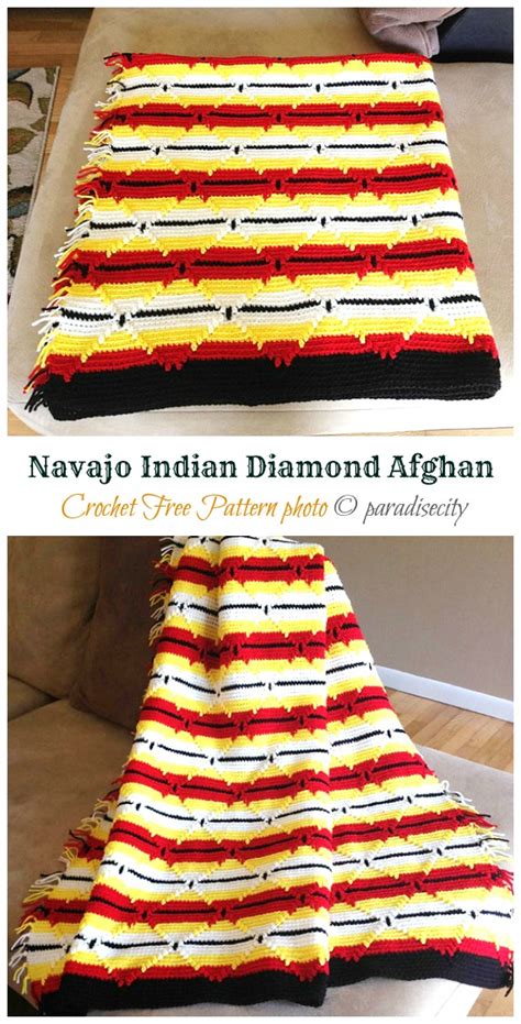 Navajo Indian Diamond Afghan ­crochet Free Pattern Video Crochet