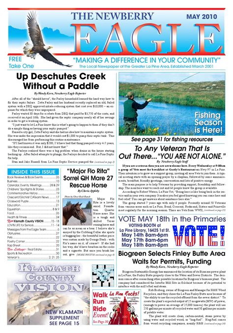 Newberry Eagle May 2010 Issue By The Newberry Eagle And Eagle Highway