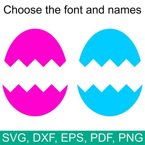 Split Easter Egg Monogram Frame SVG with a Cracked Easter Egg Shell to