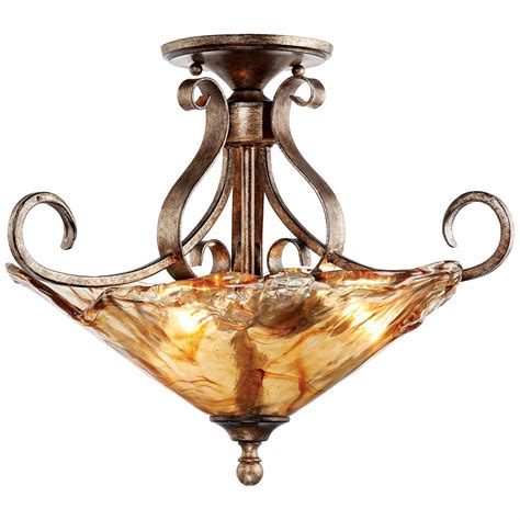 Amber Scroll 20 14 Wide Art Glass Ceiling Light 11792 Lamps Plus