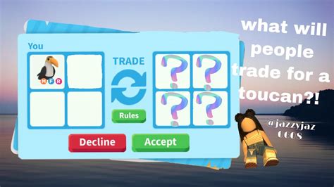 What Will People Trade For A Toucan Adopt Me Roblox Youtube