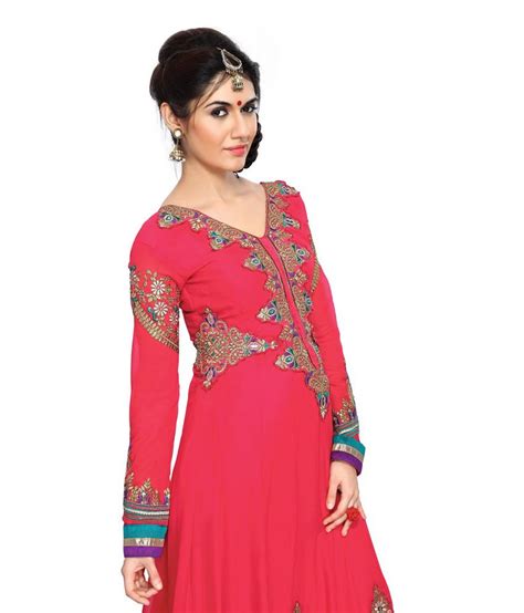 Desi Girl Red Georgette Unstitched Dress Material Buy Desi Girl Red