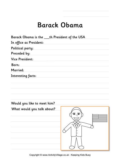 Barack Obama Worksheet Kindergarten