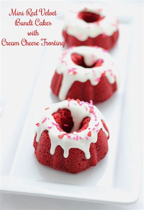 Top tip for making mini christmas cakes. Mini Red Velvet Bundt Cakes with Cream Cheese Frosting ...