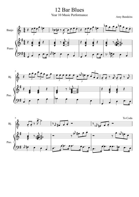 12 Bar Blues Example Sheet Music For Piano Solo