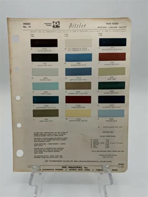 1969 Ford Mustang Fairlane Falcon Ditzler Ppg Color Chip Paint Sample