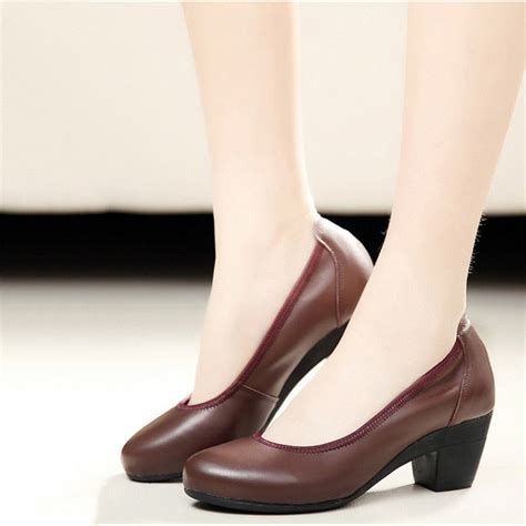 Leather Ladies Formal Shoes Comfortable And Soft Work High Heels Kaaum