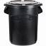 Rubbermaid BRUTE 20 Gallon Black Executive Round Trash Can And Lid