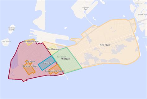 Shows Where All The Neighborhoods Are Located In Key West