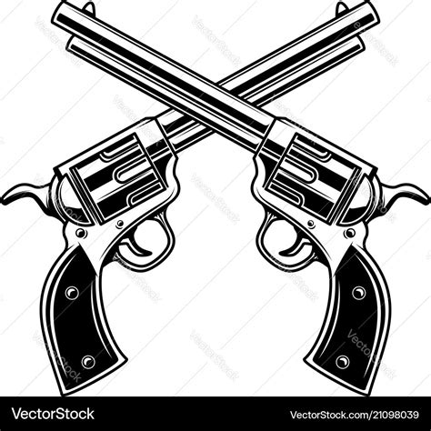 Emblem Template With Crossed Revolvers Design Vector Image
