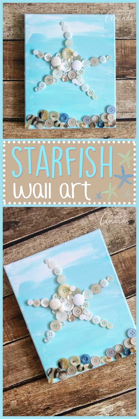 Make This Simple Starfish Wall Art With Buttons And A Canvas This