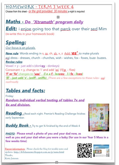 Year 5 Grade 5 Class Activities And News Homework And