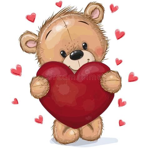 Teddy Bear With Heart On A Hearts Background Cute Cartoon Teddy Bear