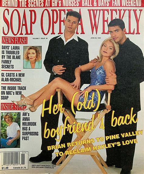 Kelly Ripa Mark Consuelos Matt Borlenghi June 25 1996 Soap Opera Weekly