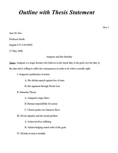 Free 10 Thesis Outline Samples In Pdf