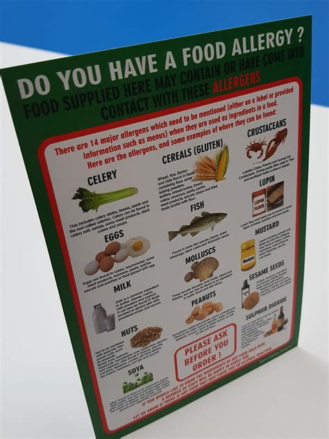 Buy Food Allergy Awareness Counter Sign A Strut Card Mm X Mm