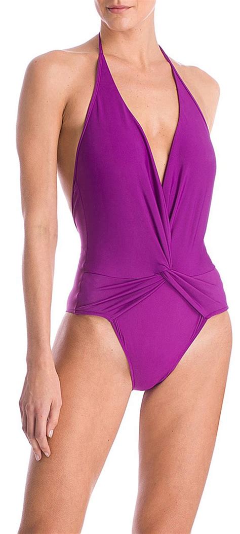 One Piece Swimsuits Maillot Entrelacado Lisos Purple