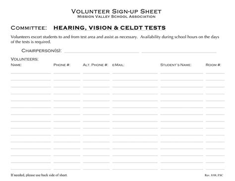 Volunteer Sign Up Sheet In Word And Pdf Formats Page 15 Of 31