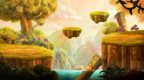 Digital Art Fantasy Art Floating Island Trees Mushroom Mountains Column
