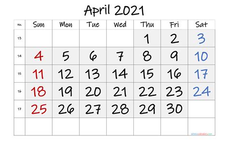 Free Printable April 2021 Calendar Premium