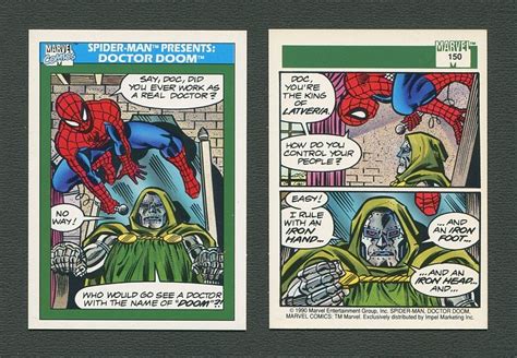 1990 Marvel Comics Card 150 Spiderman Presents Dr Doom Mint