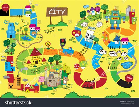 Stock Vektor „cartoon Map City“ Bez Autorských Poplatků 168476204