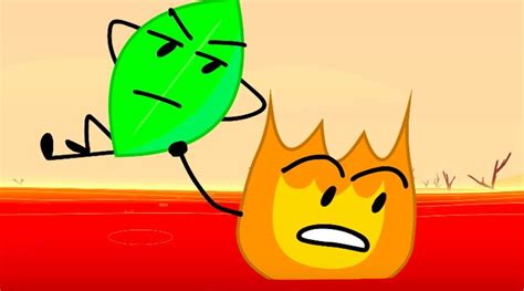 A Cartoon Fire With A Green Leaf On Its Head And An Angry Flame In The