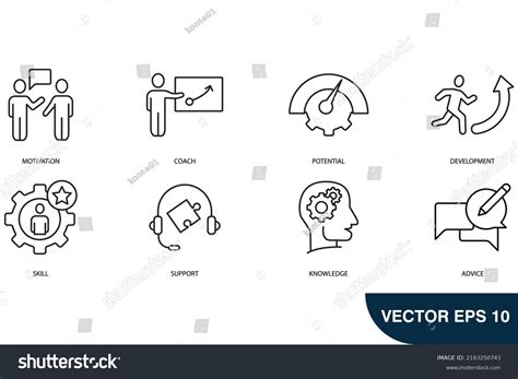 Coaching Icons Set Coaching Pack Symbol Stock Vector Royalty Free