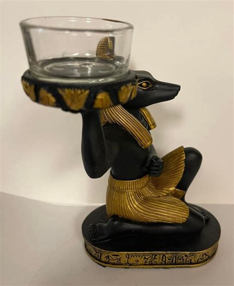 Unique Egyptian God Anubis Candle Holder Figurine Home Decor Hand