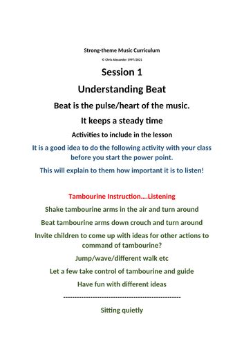 Music Sen Session 1 Beat Teaching Resources