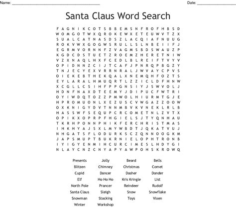 Santa Claus Word Search Printable Word Search Printable