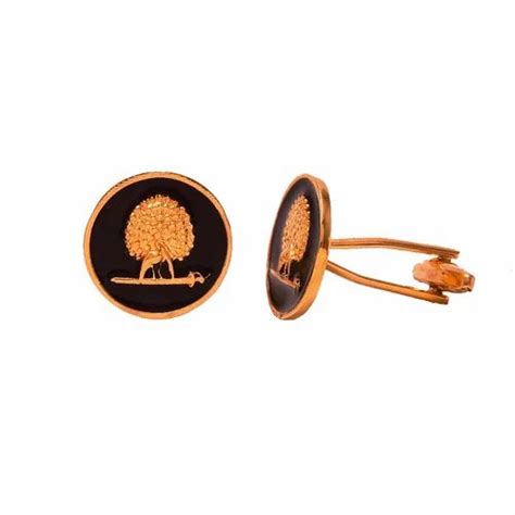 mayo college gold plated mayoor cufflinks with black enamel flat base at rs 1700 pair metal