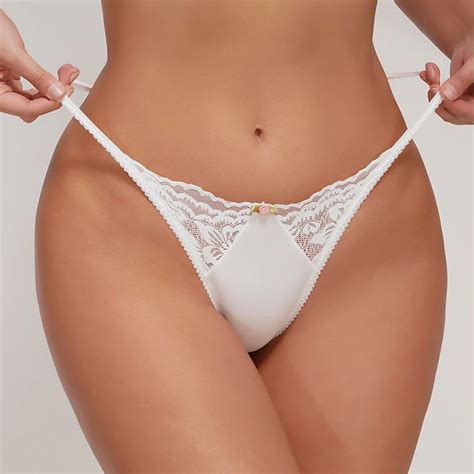 Women Sexy Lace Cotton Panties Low Rise Floral Perspective Thong