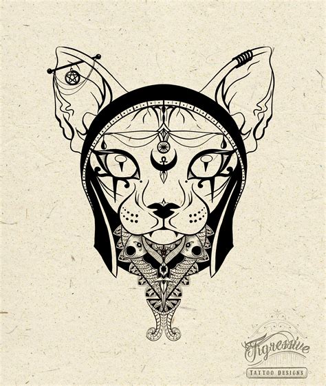 Artstation Sphinx Cat Custom Tattoo Design Commission