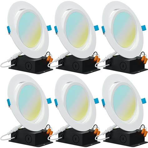 Sunco Lighting 6 Pack 6 Inch Slim Led Downlight With Junction Box