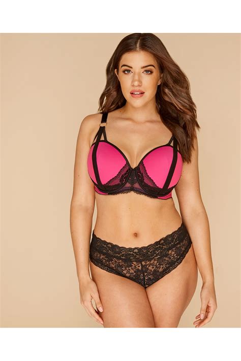 Hot Pink Lace Strap Bra Sizes 38dd To 48g Yours Clothing