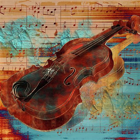 Violin Art Collage Mixed Media Digital Art By Lioudmila Perry
