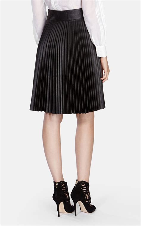 Lyst Karen Millen Faux Leather Pleated Skirt In Brown