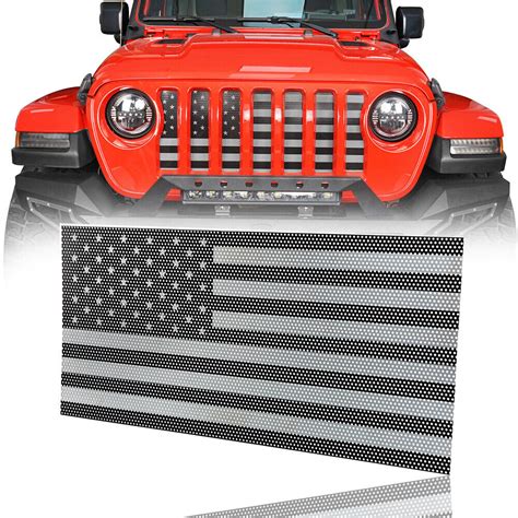 Black And White Usa Flag Iron Mesh Grille Insert For Jeep Wrangler Jl Jt